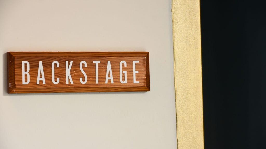 Musicians backstage warm-up